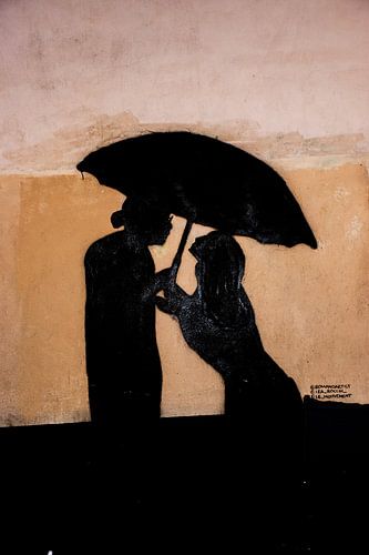 Samen onder 1 paraplu - Streetart in Montmartre