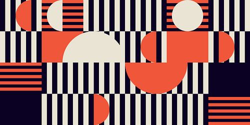 Retro geometrie met cirkels en strepen in Bauhaus-stijl in oranje