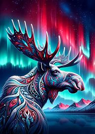 Nordic Elegance – The Moose in the Northern Lights by HyggeHavn
