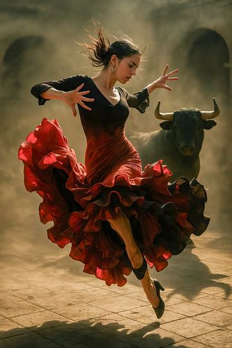 Sprong van vlammen - dans tussen schaduw en stof