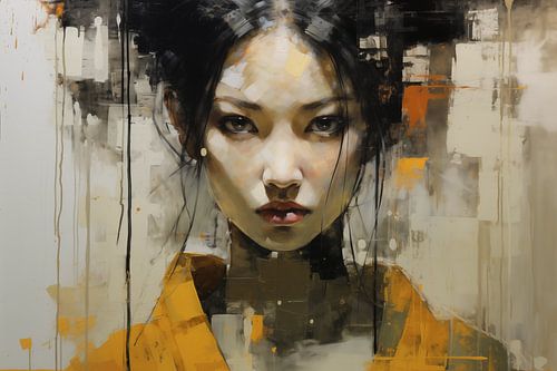 De Kracht van een Geisha in Goud en Oranje