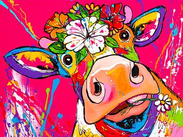 Vrolijke koe van Happy Paintings