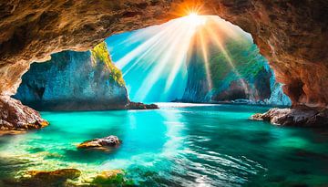 Grotte avec rayons de soleil sur Mustafa Kurnaz