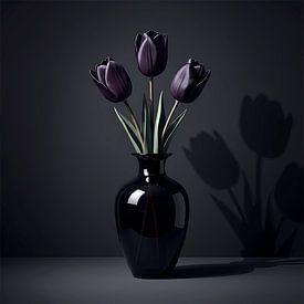 Obsidian Tulip Still Life Minimalist Study by maulana risyad