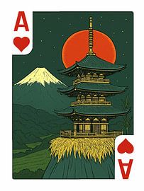 Heart Ace - Quiet pagoda night by A.D. Digital ART