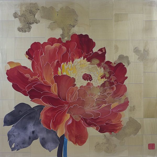 Goldene Blumen 3 von DNH Expressions