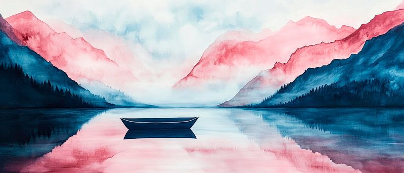 Silence by the lake - Landscape painting by Poster Art Shop