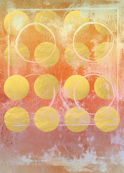 Pastel Dreamscape Yellow, Gold, and Pink Geometry. Modern abstract geometric art by Dina Dankers