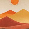 Minimal Art: Wüstenlandschaft mit untergehender Sonne von Studio Pieternel