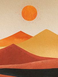 Minimal Art: Wüstenlandschaft mit untergehender Sonne von Studio Pieternel