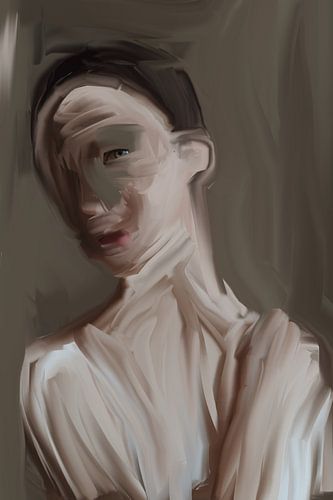Portrait abstrait dans les tons de la terre