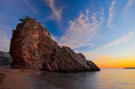 Night landscape (sunset), a dark blue nest with stars, a red streak of evening dawn and a huge cloak by Michael Semenov thumbnail