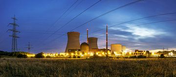 Gundremmingen nuclear power plant - Panorama at the blue hour