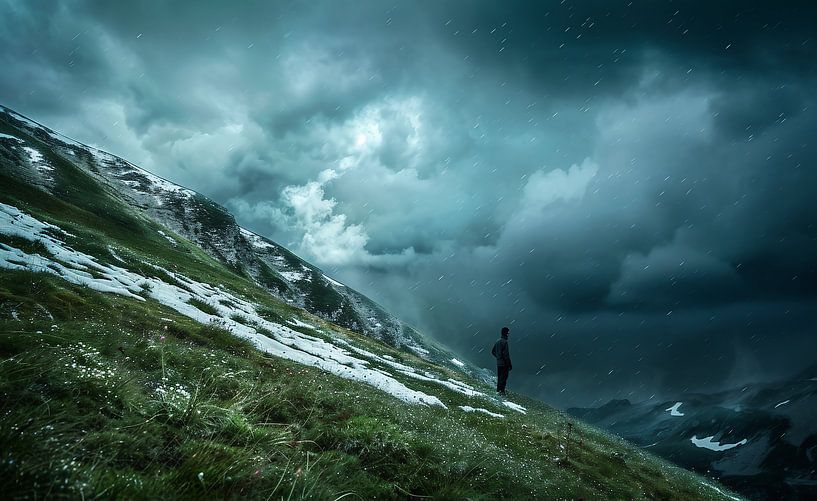 Dramatische Wolken in den Bergen von fernlichtsicht
