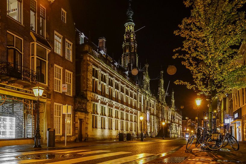 Breestraat Leiden in the evening by Dirk van Egmond