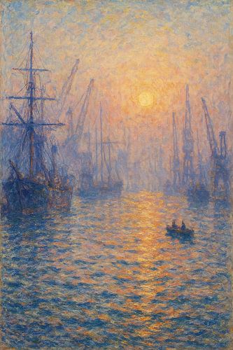 Impressionist Rotterdam Harbor – Where Steel Meets Sunlight