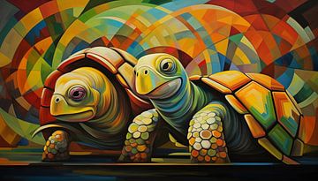 Abstracte schildpadden kubisme panorama van TheXclusive Art