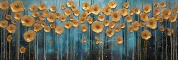 Goldene Blüten gegen Blau von Whale & Sons