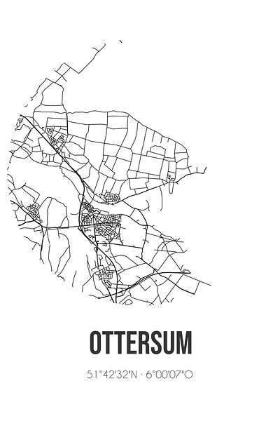 Ottersum (Limburg) | Map | Black and white by Prints of Place