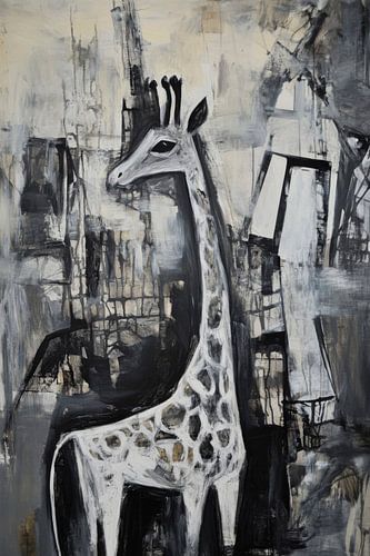 Giraffe in zwart-wit