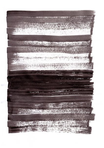 Abstract painting in warm Indian ink. Black stripes on white. by Dina Dankers