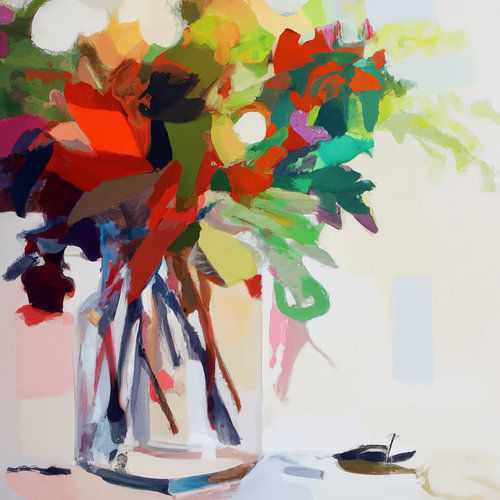 Peinture abstraite colorée : "bouquet de fleurs". sur Studio Allee