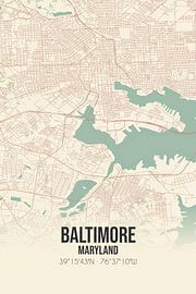 Alte Karte von Baltimore (Maryland), USA. von Ortsdrucke