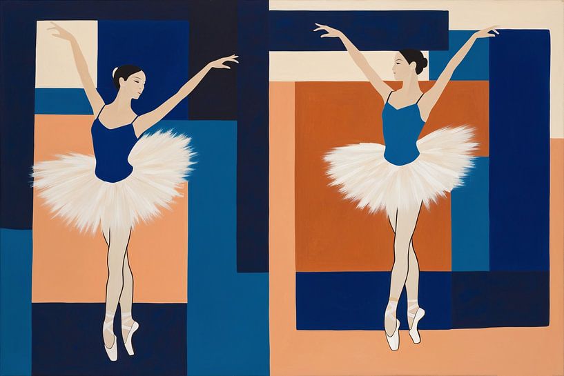Elegant ballerinas with geometric background by Art & Soul Creations
