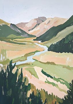 Landscape Green Pastel Fauvism Mountains Nature