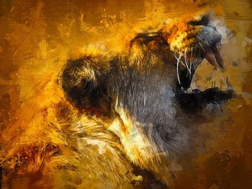 Brüllender Löwe von der Seite von Septi Ade Pamuji