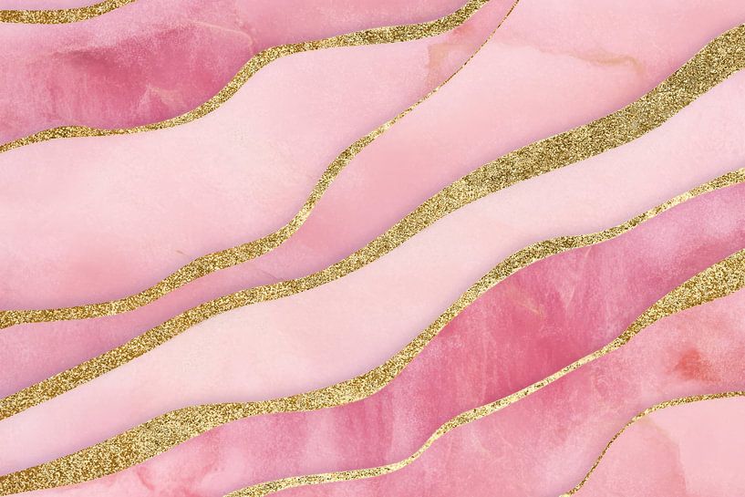 Delicate girly chic pink and blush marble with golden veins by Floral Abstractions