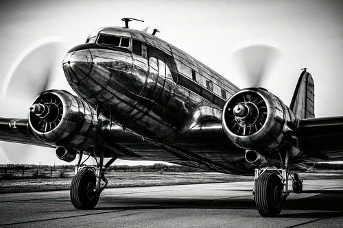 Glanzend vliegtuig met draaiende propellers van Imperial Art House