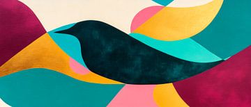 Vrijheid in kleurenspel - Vogeltjesdans van Poster Art Shop