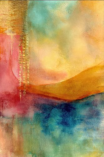 Abstract schilderij, kleurrijk Landschap van de Ziel