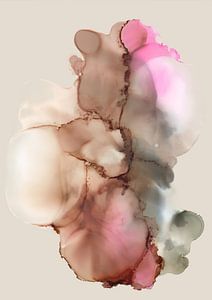 Buntes, modernes abstraktes Aquarell in Rosa- und Brauntönen