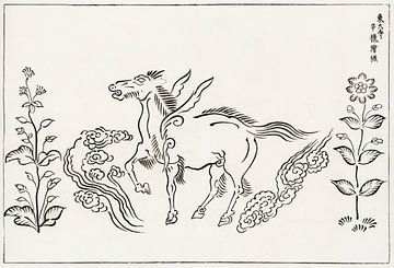 Japanse kunst. Vintage ukiyo-e woodblock print door Tagauchi Tomoki no. 7 van Dina Dankers