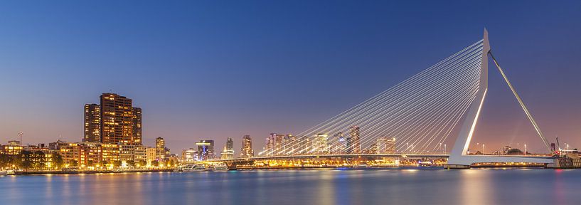 Erasmusbrug Bridge after sunset by Ron Buist