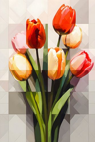 Nature morte Tulipes en pixels