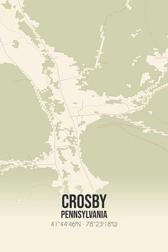 Vieille carte de Crosby (Pennsylvanie), USA. sur Rezona