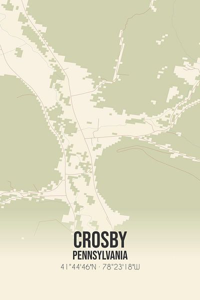 Vieille carte de Crosby (Pennsylvanie), USA. par Affiches de lieux