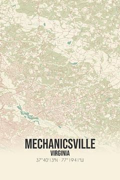 Vintage landkaart van Mechanicsville (Virginia), USA. van MijnStadsPoster