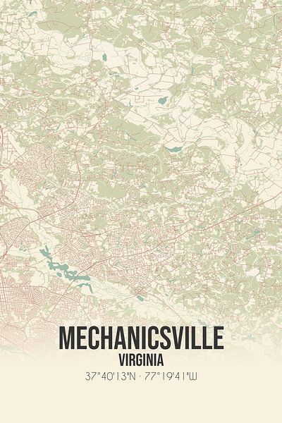 Vintage map of Mechanicsville (Virginia), USA. by Prints of Place