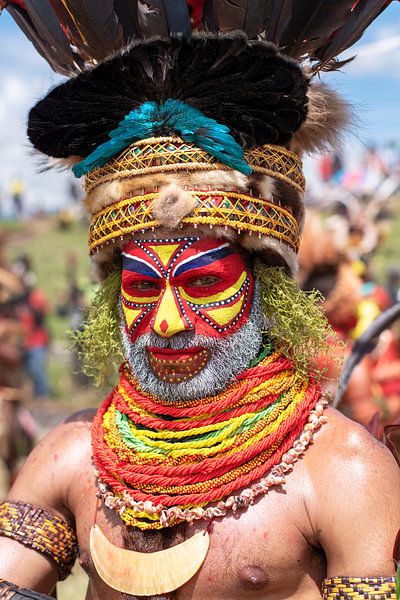 Ein Mann von einem lokalen Stamm in Papua-Neuguinea von Milene van Arendonk