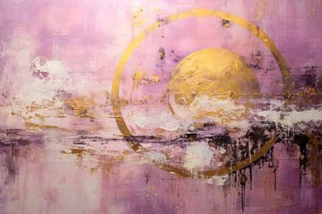 Abstract, roze, goud en paars van Joriali Abstract