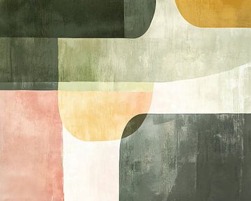 Deep Green Over Soft Pastels