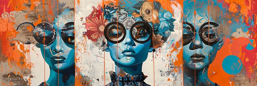 The blue women on panorama by Digitale Schilderijen