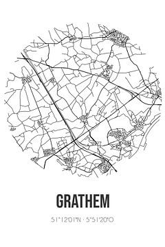 Grathem (Limburg) | Landkaart | Zwart-wit van Rezona