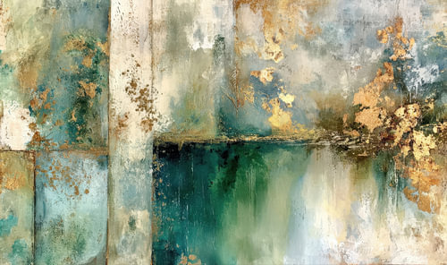 Tableau abstrait « Émeraude » - Salon onirique