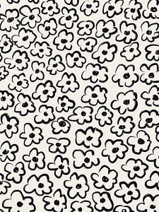 Black Flower Pattern Sketch van Bohomadic Studio