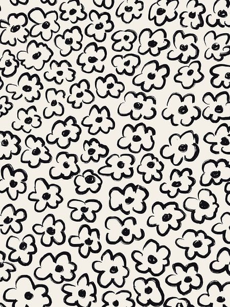 Black Flower Pattern Sketch by Bohomadic Studio